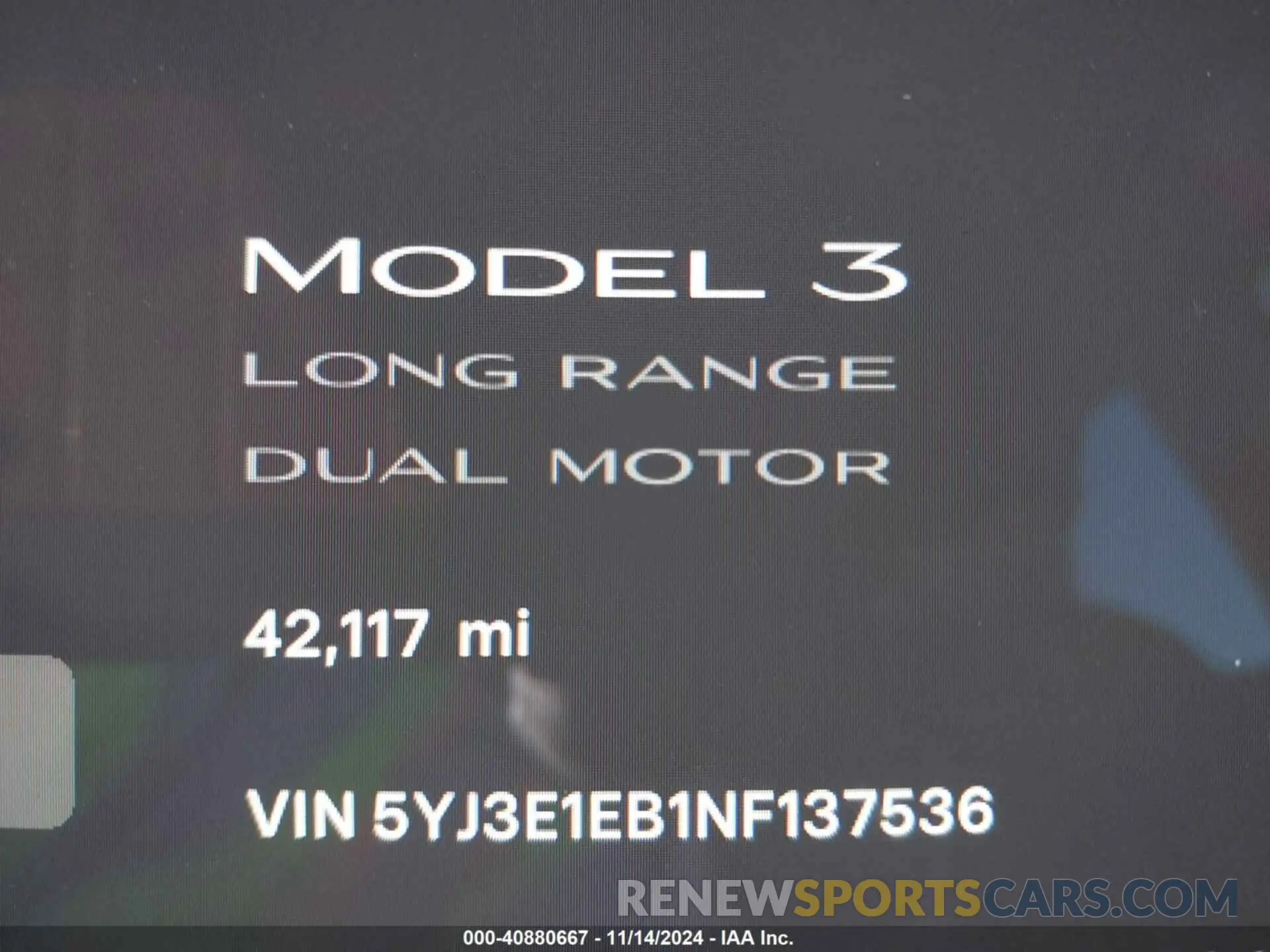 7 fotografías del automóvil dañado 5YJ3E1EB1NF137536 TESLA MODEL 3 2022