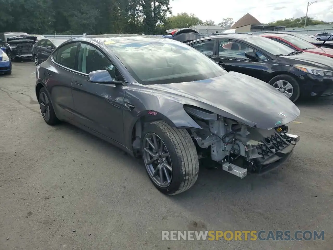4 fotografías del automóvil dañado 5YJ3E1EB1NF175638 TESLA MODEL 3 2022