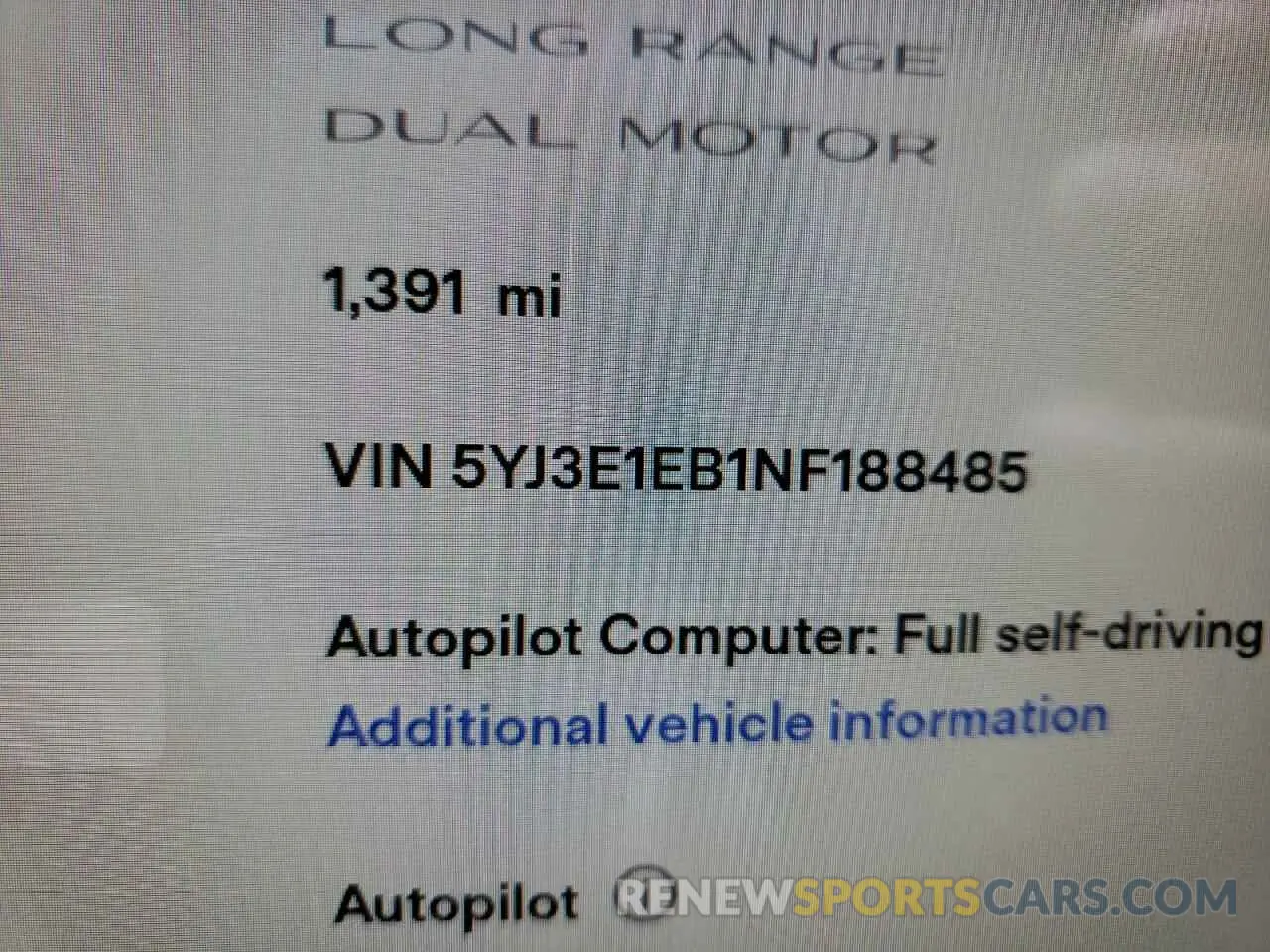 10 fotografías del automóvil dañado 5YJ3E1EB1NF188485 TESLA MODEL 3 2022