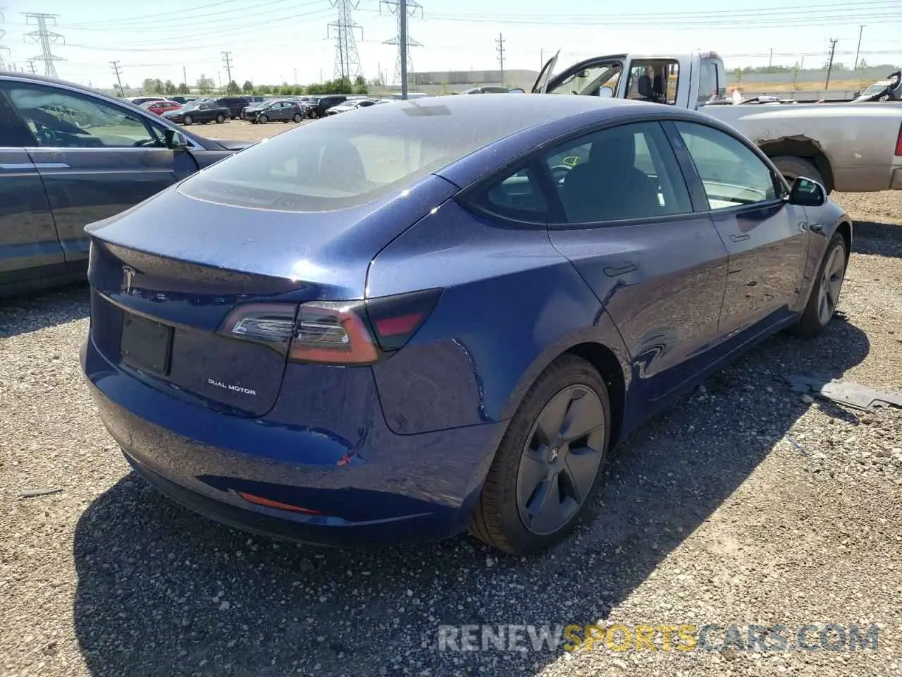 4 fotografías del automóvil dañado 5YJ3E1EB1NF188485 TESLA MODEL 3 2022