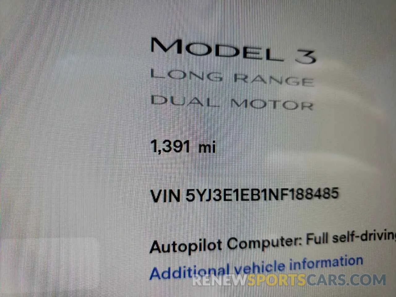 8 fotografías del automóvil dañado 5YJ3E1EB1NF188485 TESLA MODEL 3 2022