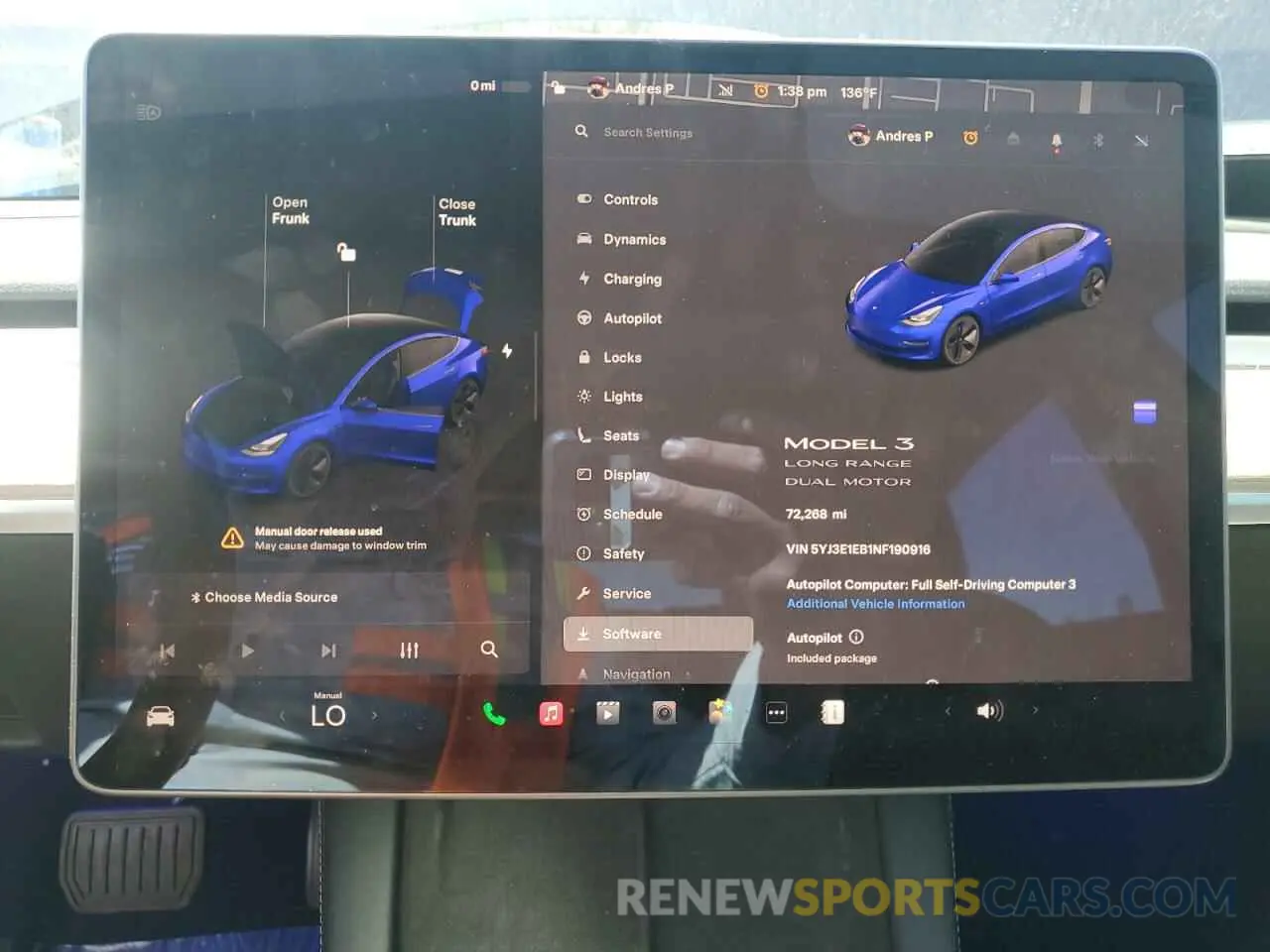 9 fotografías del automóvil dañado 5YJ3E1EB1NF190916 TESLA MODEL 3 2022