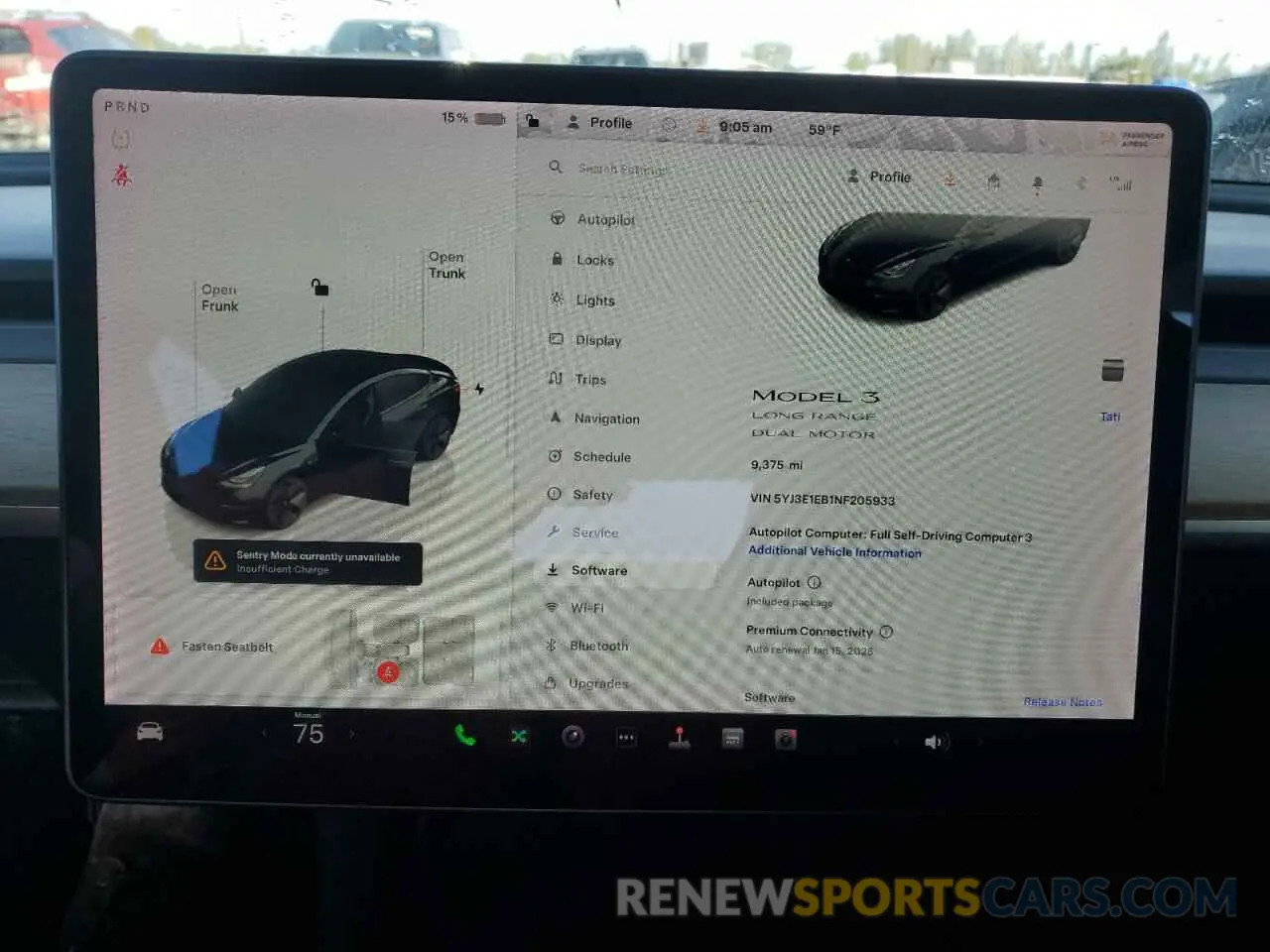 9 fotografías del automóvil dañado 5YJ3E1EB1NF205933 TESLA MODEL 3 2022