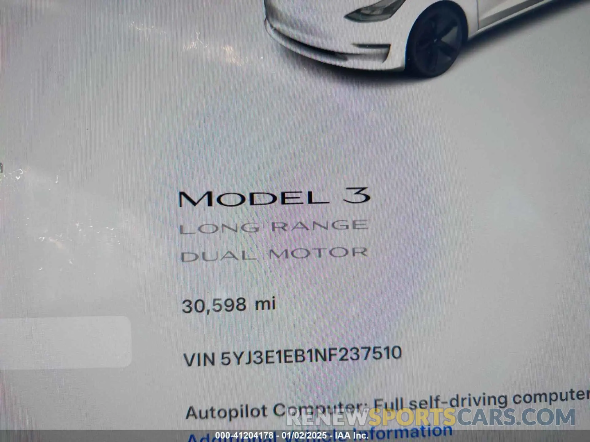 15 fotografías del automóvil dañado 5YJ3E1EB1NF237510 TESLA MODEL 3 2022