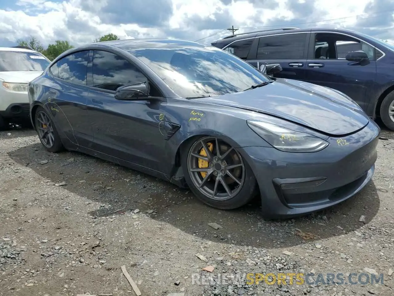 4 fotografías del automóvil dañado 5YJ3E1EB1NF238446 TESLA MODEL 3 2022