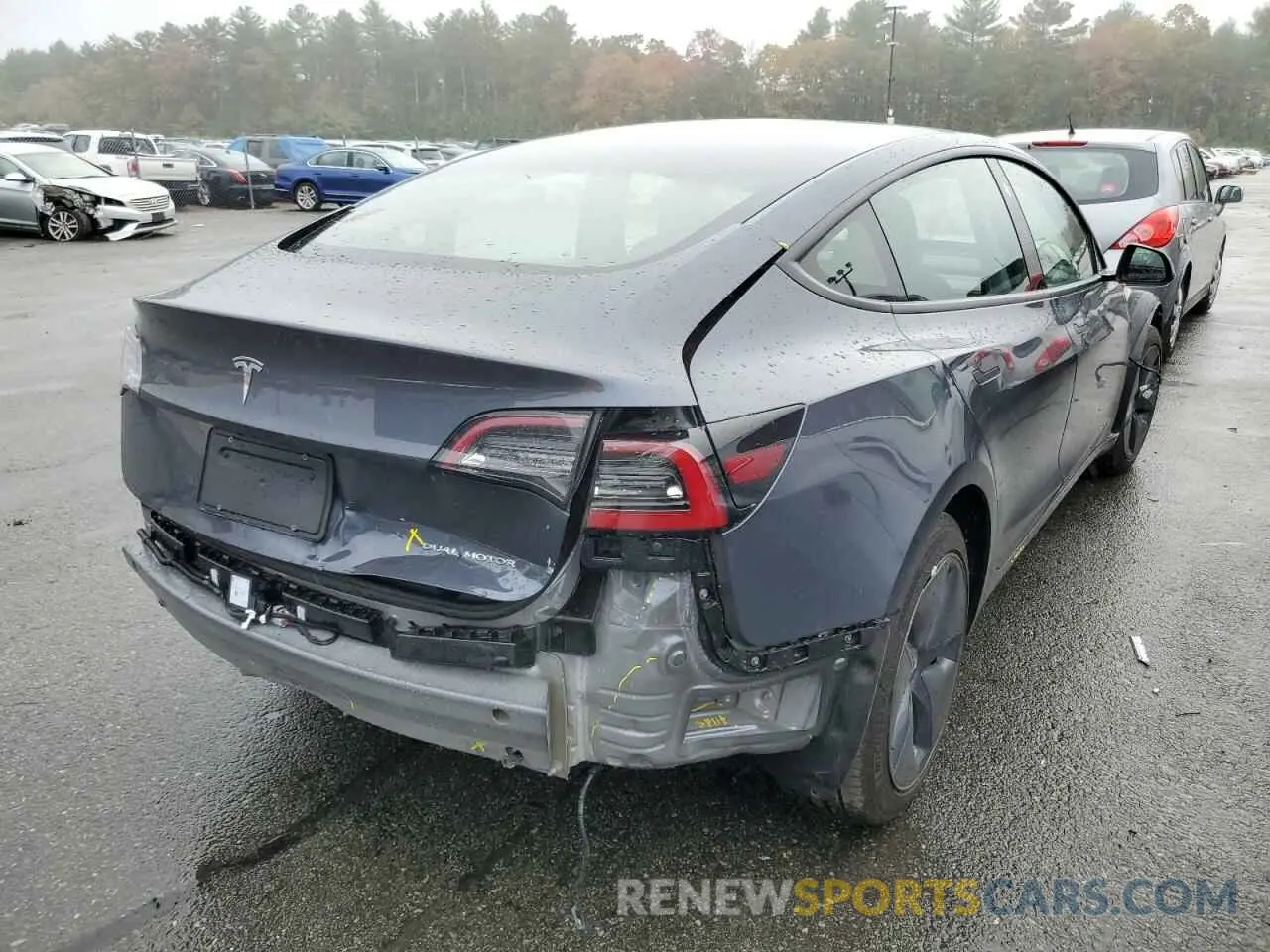4 fotografías del automóvil dañado 5YJ3E1EB1NF278316 TESLA MODEL 3 2022