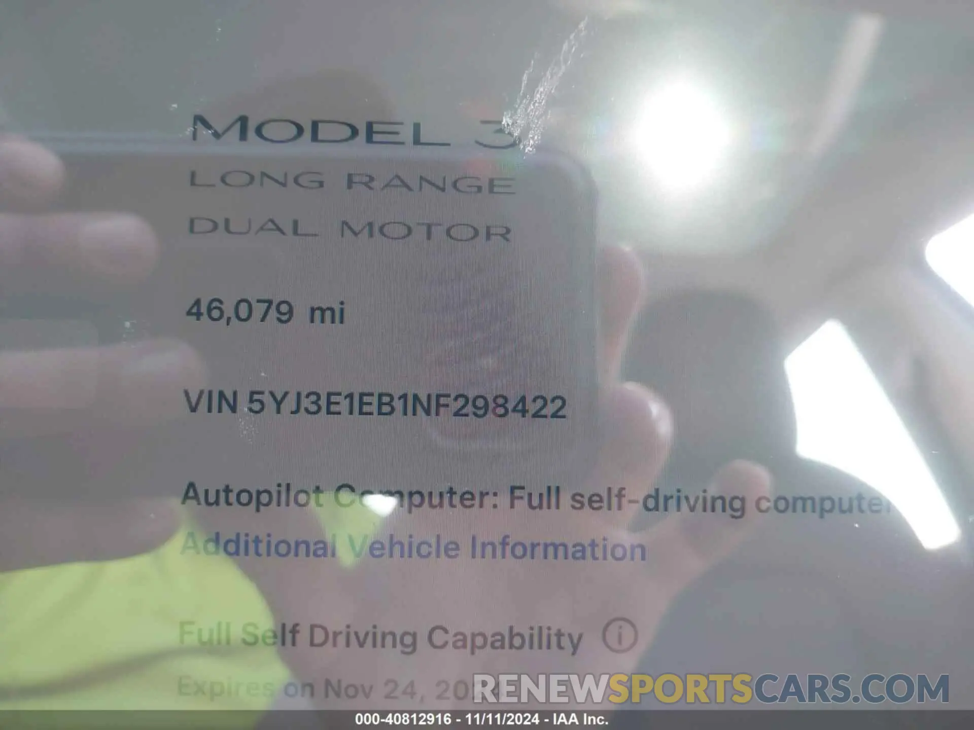 15 fotografías del automóvil dañado 5YJ3E1EB1NF298422 TESLA MODEL 3 2022