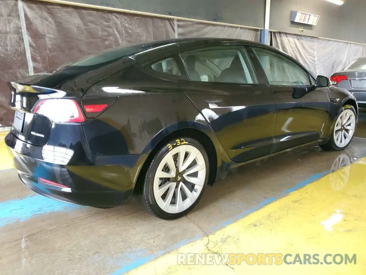 3 fotografías del automóvil dañado 5YJ3E1EB1NF304977 TESLA MODEL 3 2022