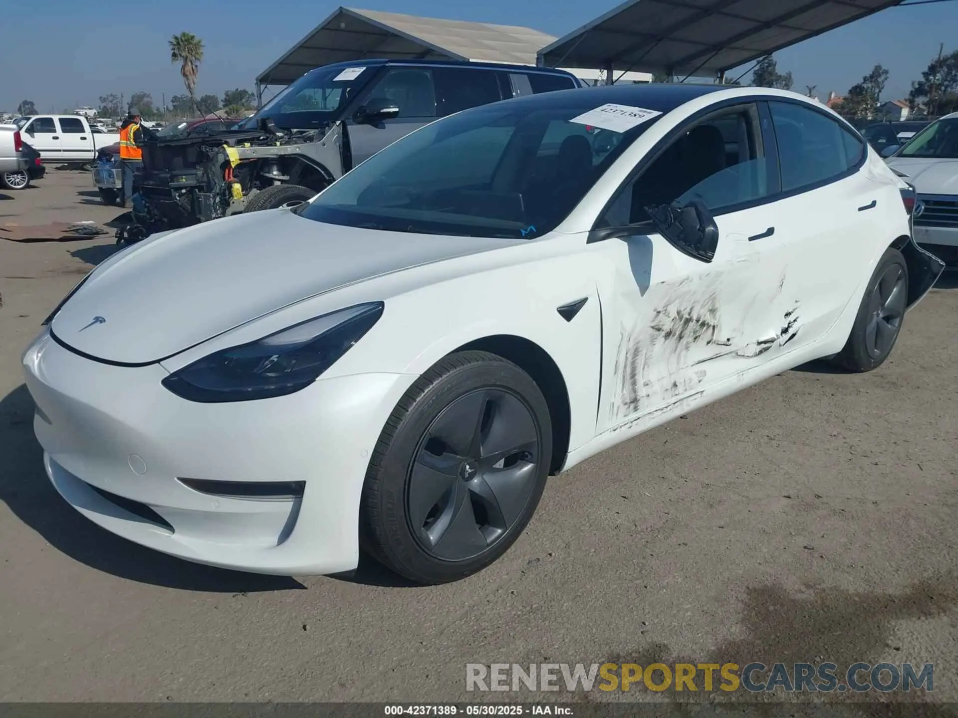 2 fotografías del automóvil dañado 5YJ3E1EB1NF332200 TESLA MODEL 3 2022