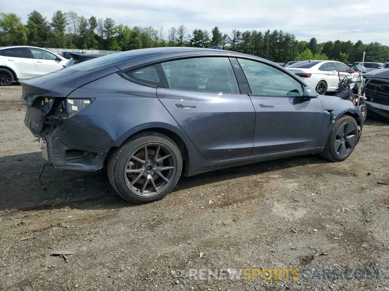 3 fotografías del automóvil dañado 5YJ3E1EB2NF111804 TESLA MODEL 3 2022