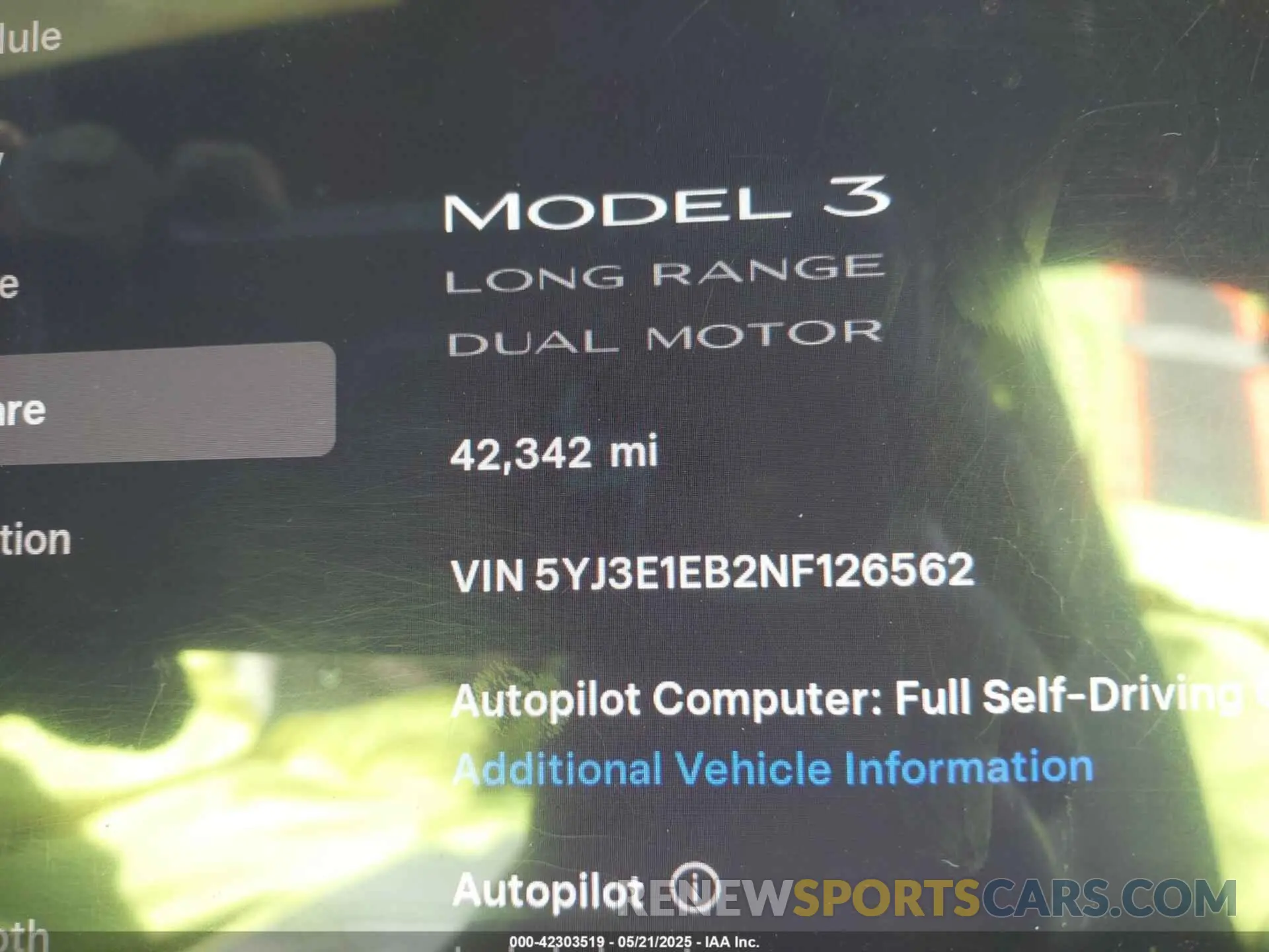 7 fotografías del automóvil dañado 5YJ3E1EB2NF126562 TESLA MODEL 3 2022