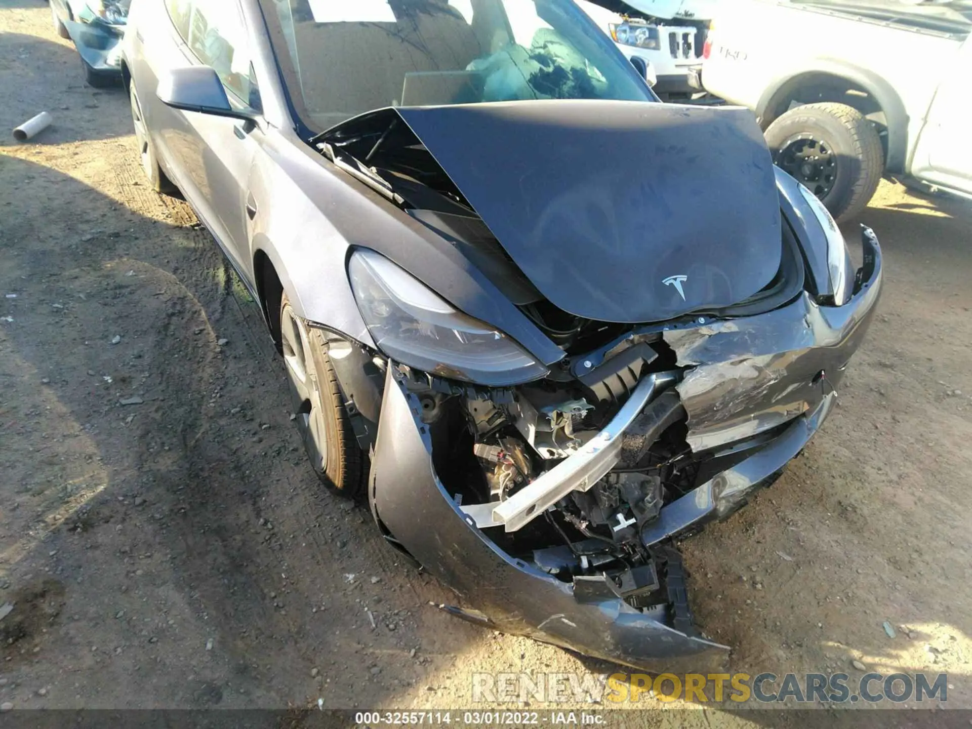 6 fotografías del automóvil dañado 5YJ3E1EB2NF130725 TESLA MODEL 3 2022