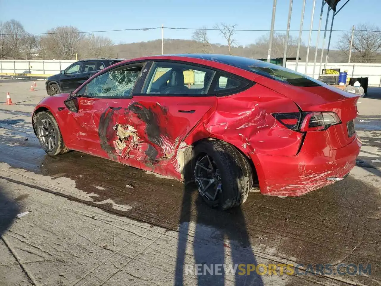 2 fotografías del automóvil dañado 5YJ3E1EB2NF189127 TESLA MODEL 3 2022