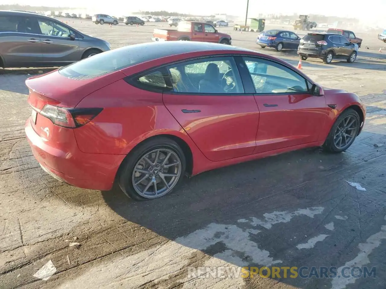 3 fotografías del automóvil dañado 5YJ3E1EB2NF189127 TESLA MODEL 3 2022