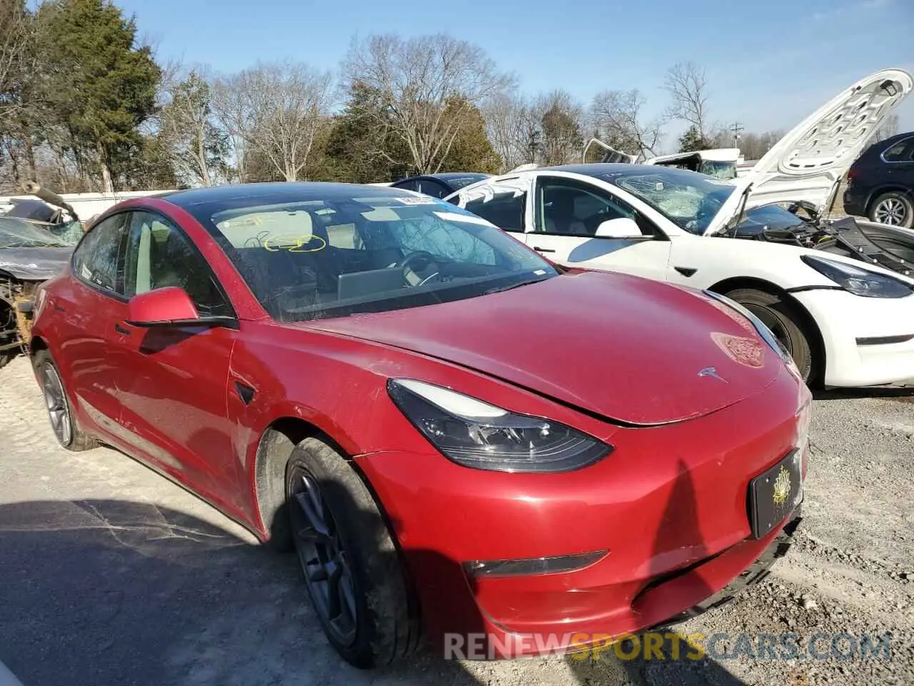 4 fotografías del automóvil dañado 5YJ3E1EB2NF189127 TESLA MODEL 3 2022