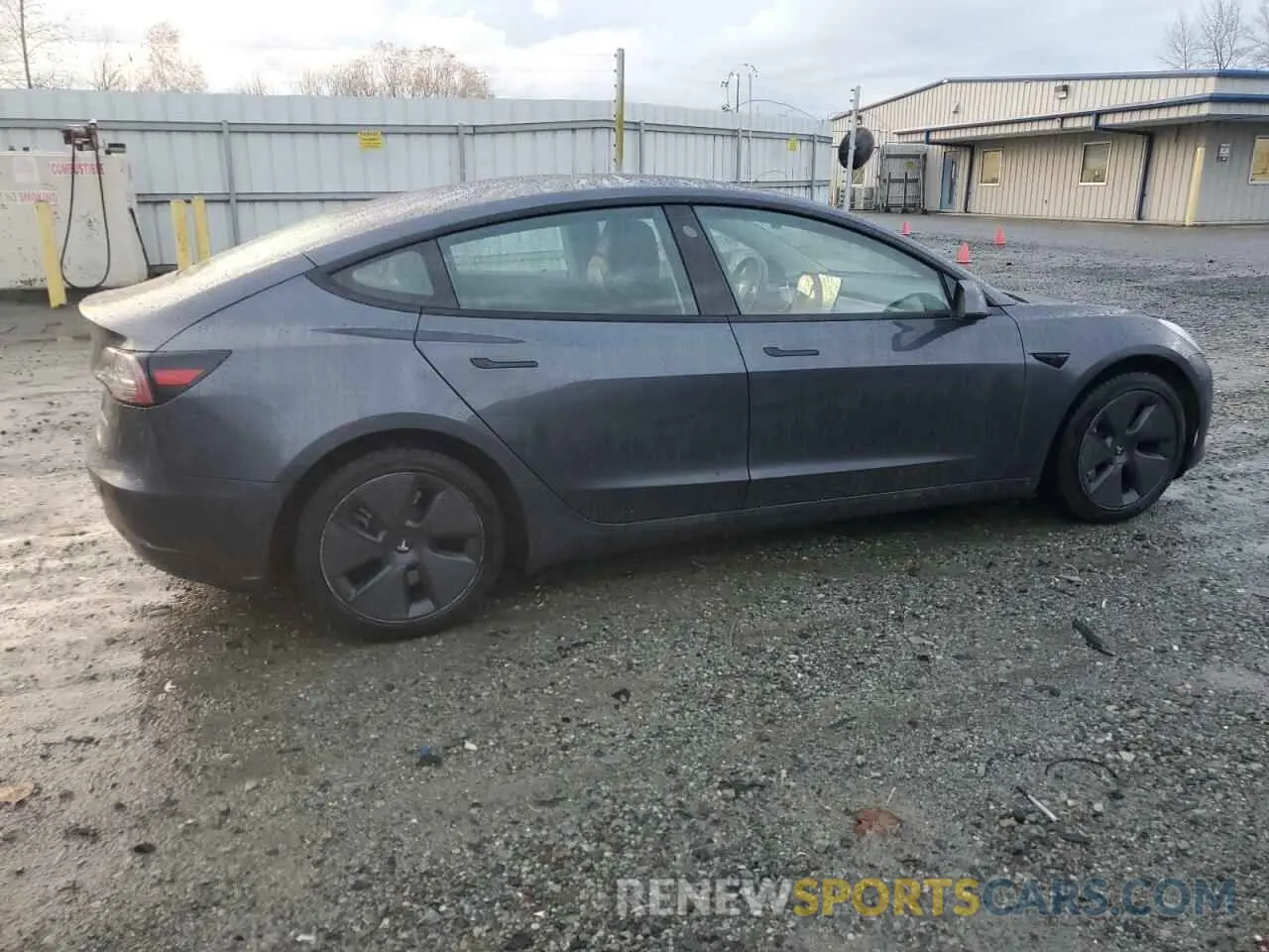 3 fotografías del automóvil dañado 5YJ3E1EB2NF193114 TESLA MODEL 3 2022