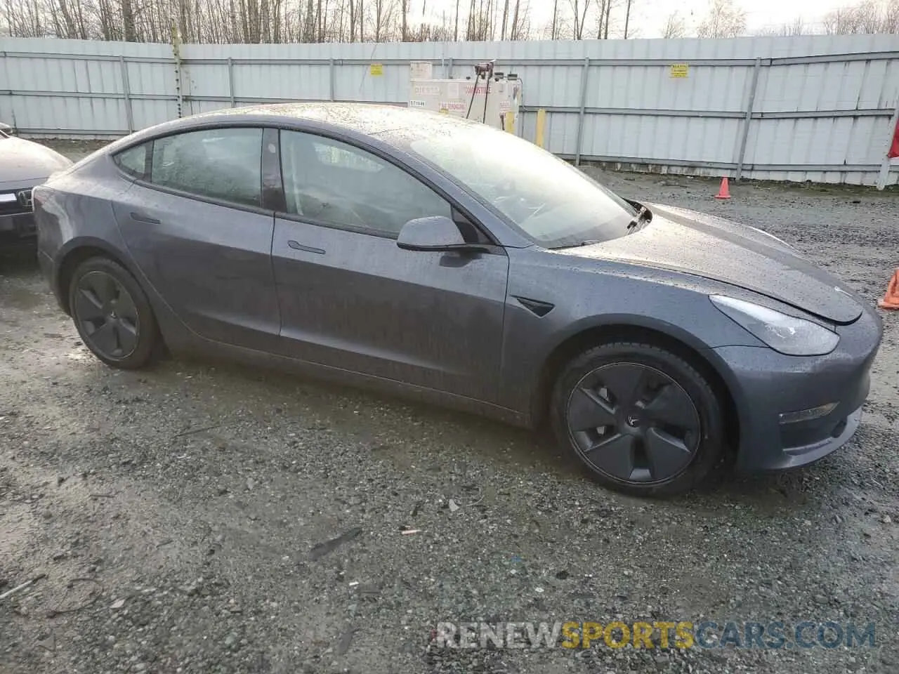 4 fotografías del automóvil dañado 5YJ3E1EB2NF193114 TESLA MODEL 3 2022