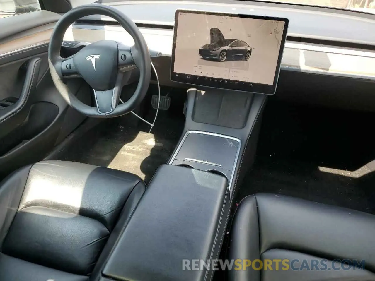 8 fotografías del automóvil dañado 5YJ3E1EB2NF289356 TESLA MODEL 3 2022