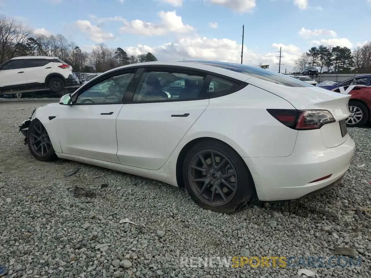 2 fotografías del automóvil dañado 5YJ3E1EB2NF361821 TESLA MODEL 3 2022