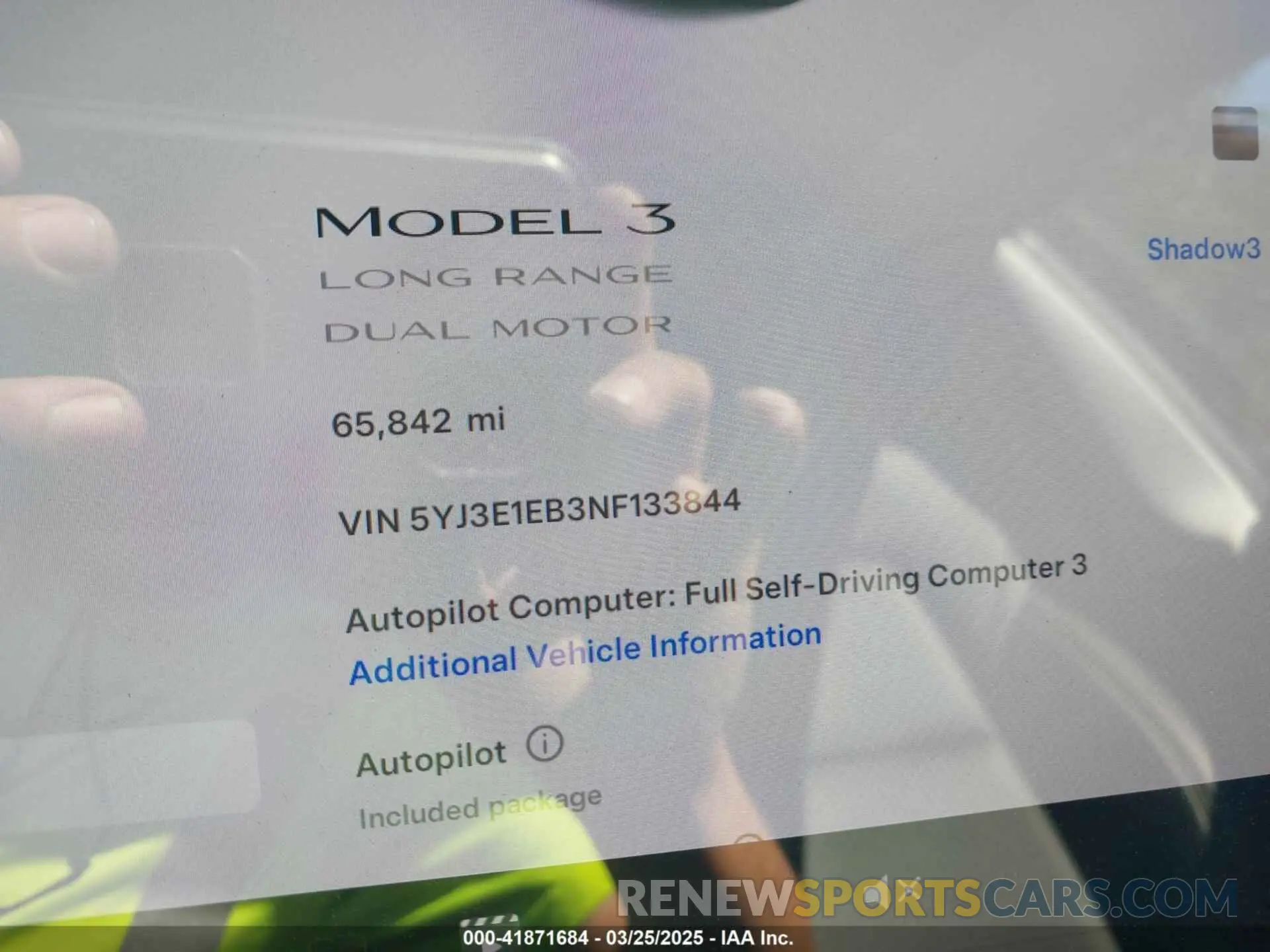 7 fotografías del automóvil dañado 5YJ3E1EB3NF133844 TESLA MODEL 3 2022