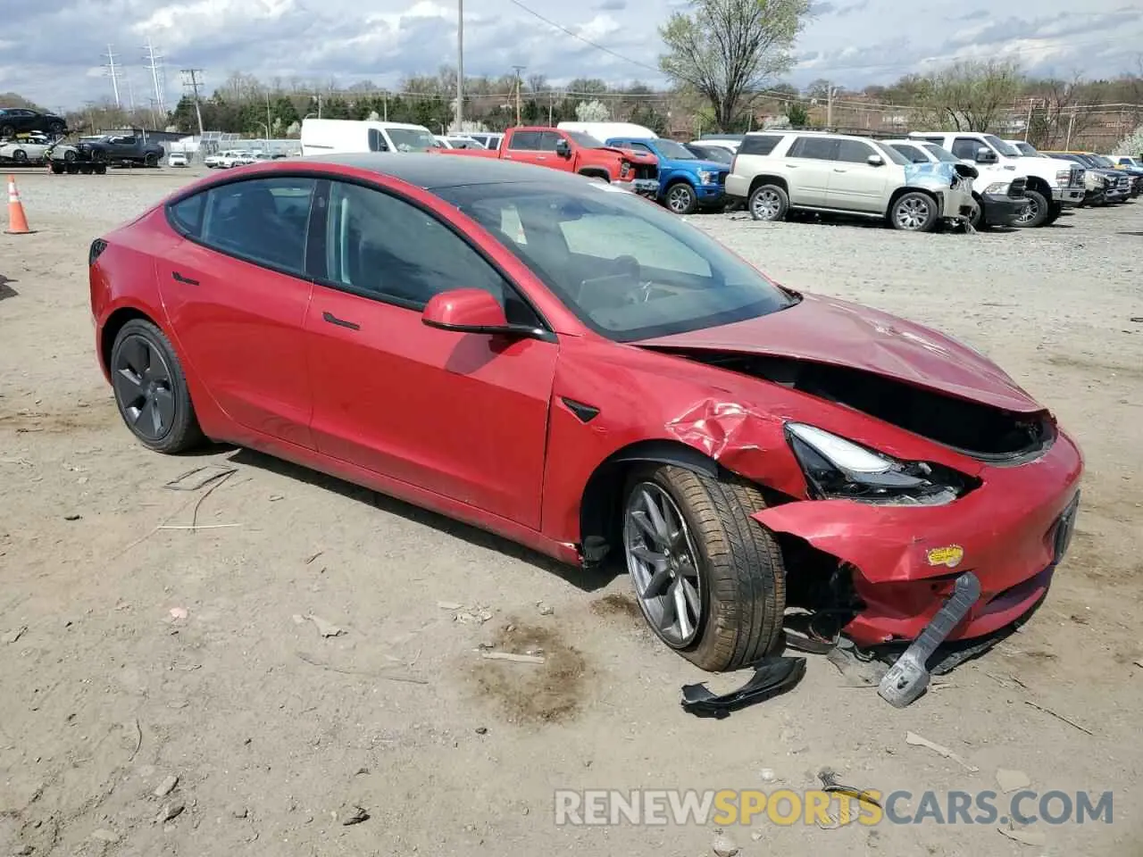 4 fotografías del automóvil dañado 5YJ3E1EB3NF180534 TESLA MODEL 3 2022
