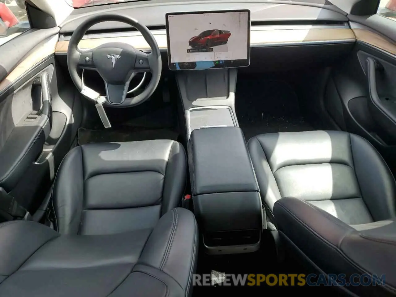 8 fotografías del automóvil dañado 5YJ3E1EB3NF180534 TESLA MODEL 3 2022