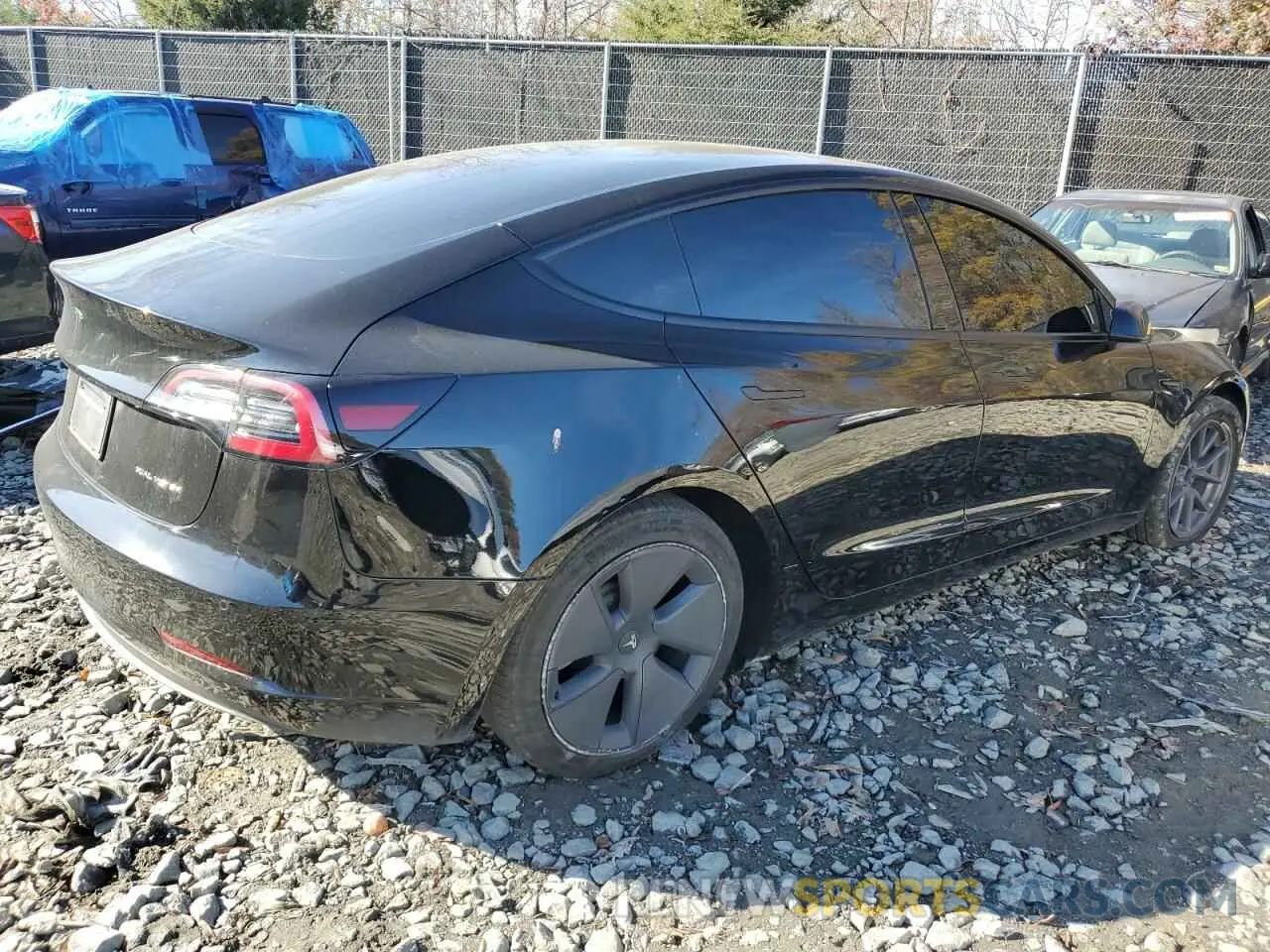 3 fotografías del automóvil dañado 5YJ3E1EB3NF183336 TESLA MODEL 3 2022