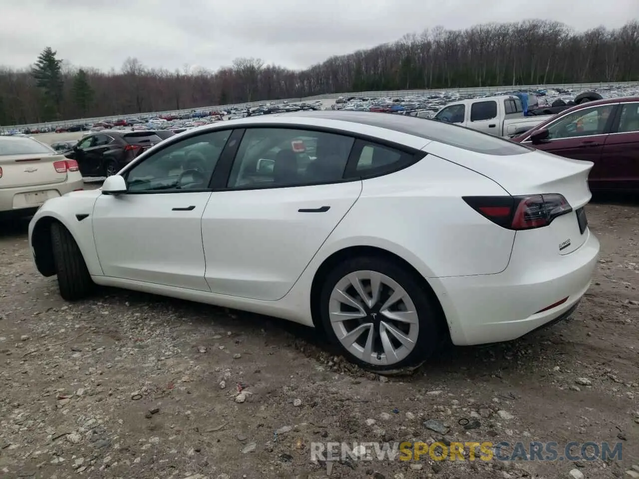 2 fotografías del automóvil dañado 5YJ3E1EB3NF195728 TESLA MODEL 3 2022