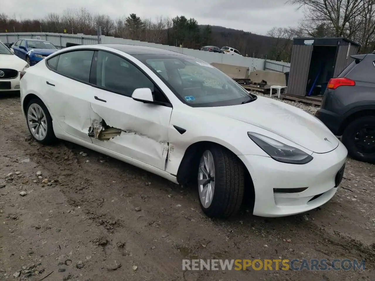 4 fotografías del automóvil dañado 5YJ3E1EB3NF195728 TESLA MODEL 3 2022
