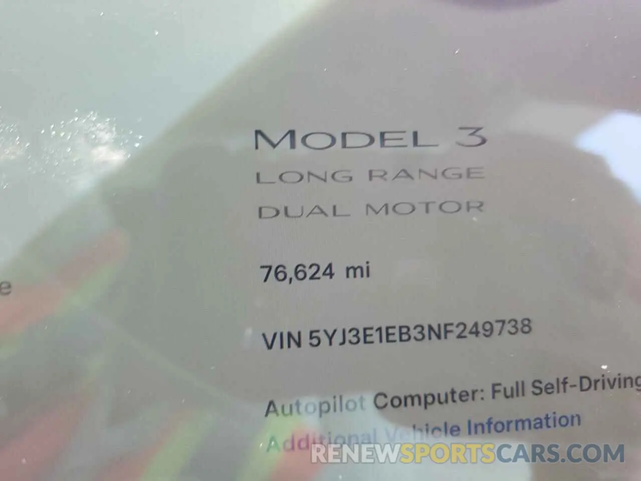 9 fotografías del automóvil dañado 5YJ3E1EB3NF249738 TESLA MODEL 3 2022