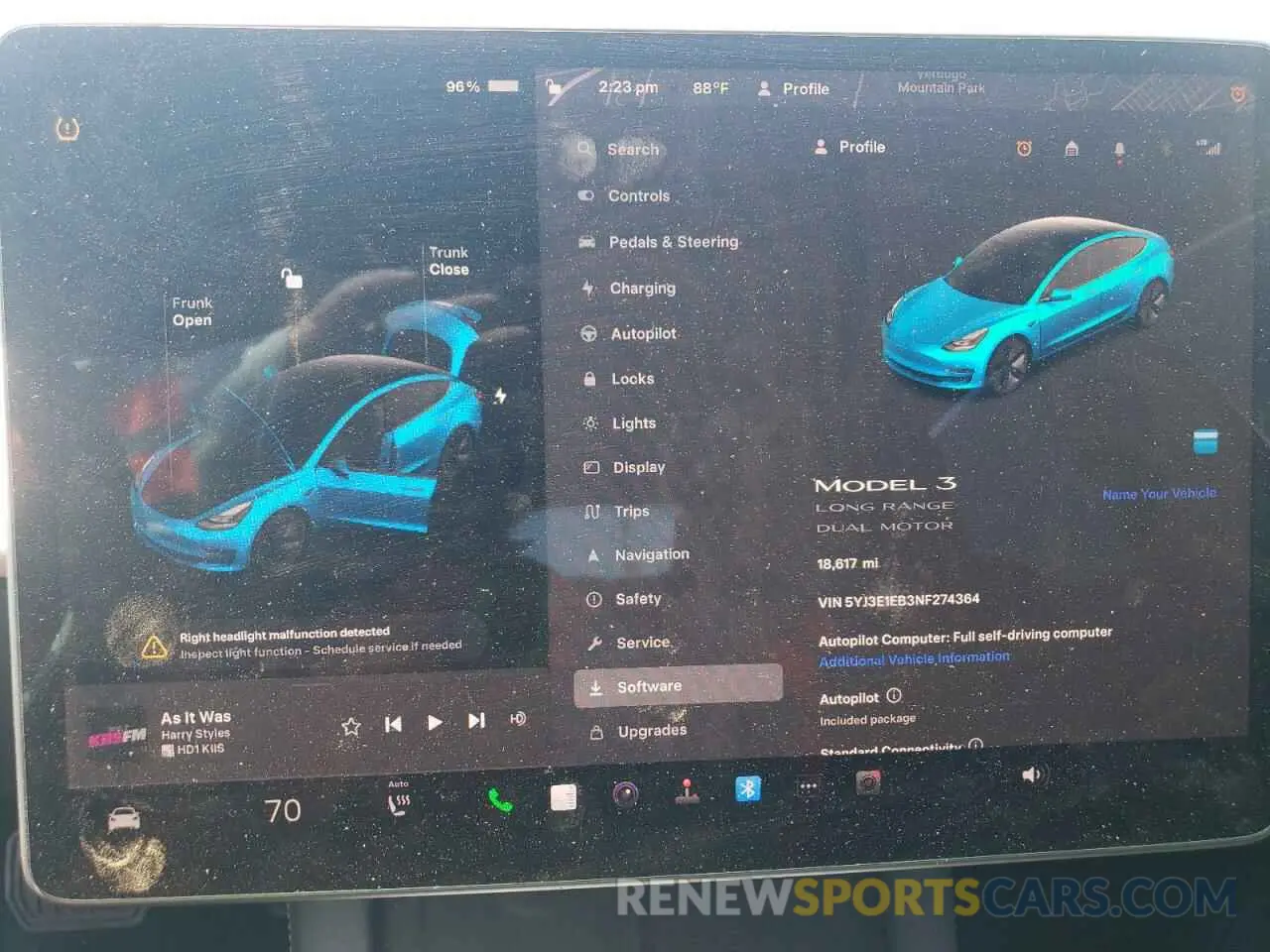 9 fotografías del automóvil dañado 5YJ3E1EB3NF274364 TESLA MODEL 3 2022