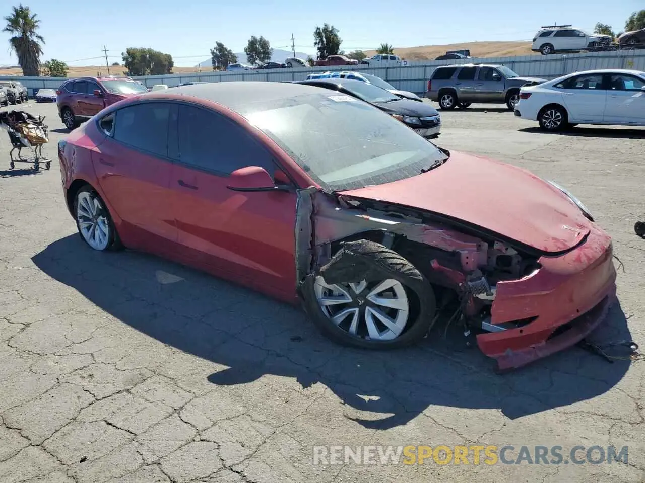 4 fotografías del automóvil dañado 5YJ3E1EB3NF295697 TESLA MODEL 3 2022
