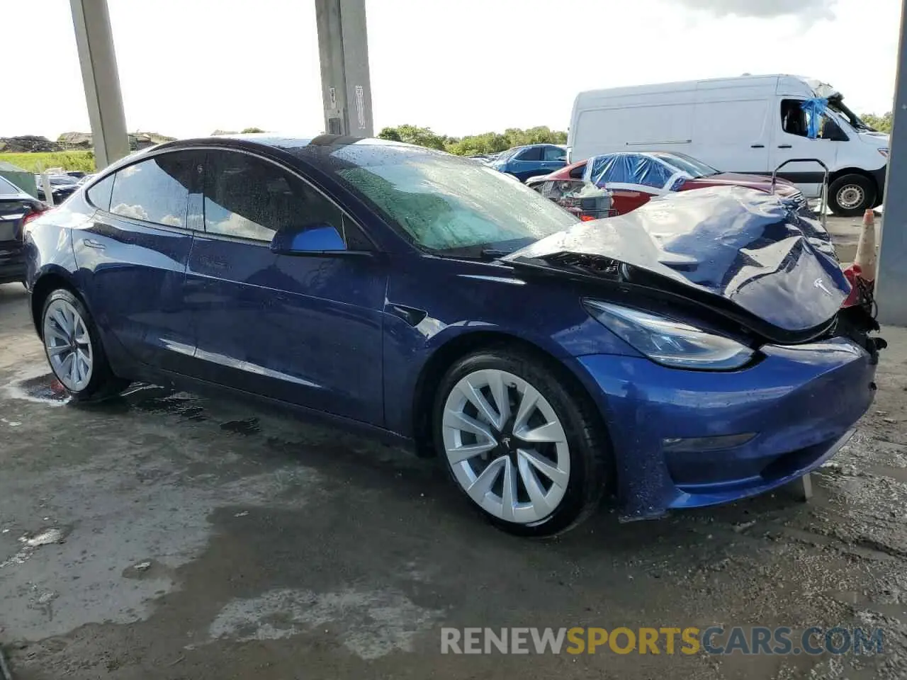 4 fotografías del automóvil dañado 5YJ3E1EB4NF114686 TESLA MODEL 3 2022