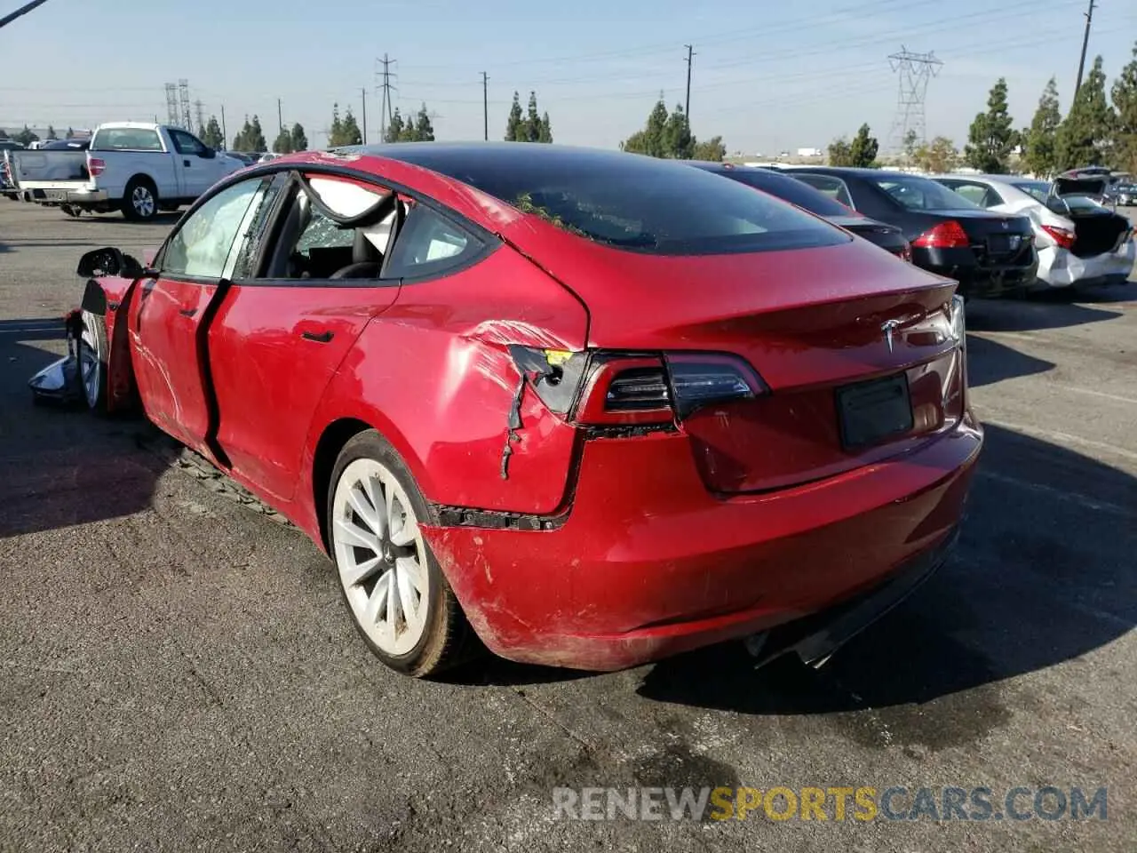 3 fotografías del automóvil dañado 5YJ3E1EB4NF145002 TESLA MODEL 3 2022