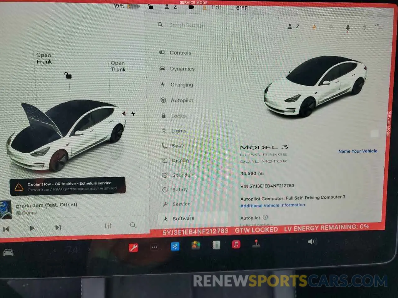 9 fotografías del automóvil dañado 5YJ3E1EB4NF212763 TESLA MODEL 3 2022