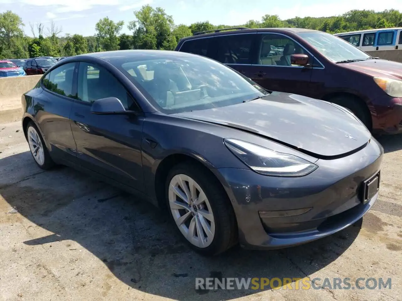 4 fotografías del automóvil dañado 5YJ3E1EB5NF105785 TESLA MODEL 3 2022
