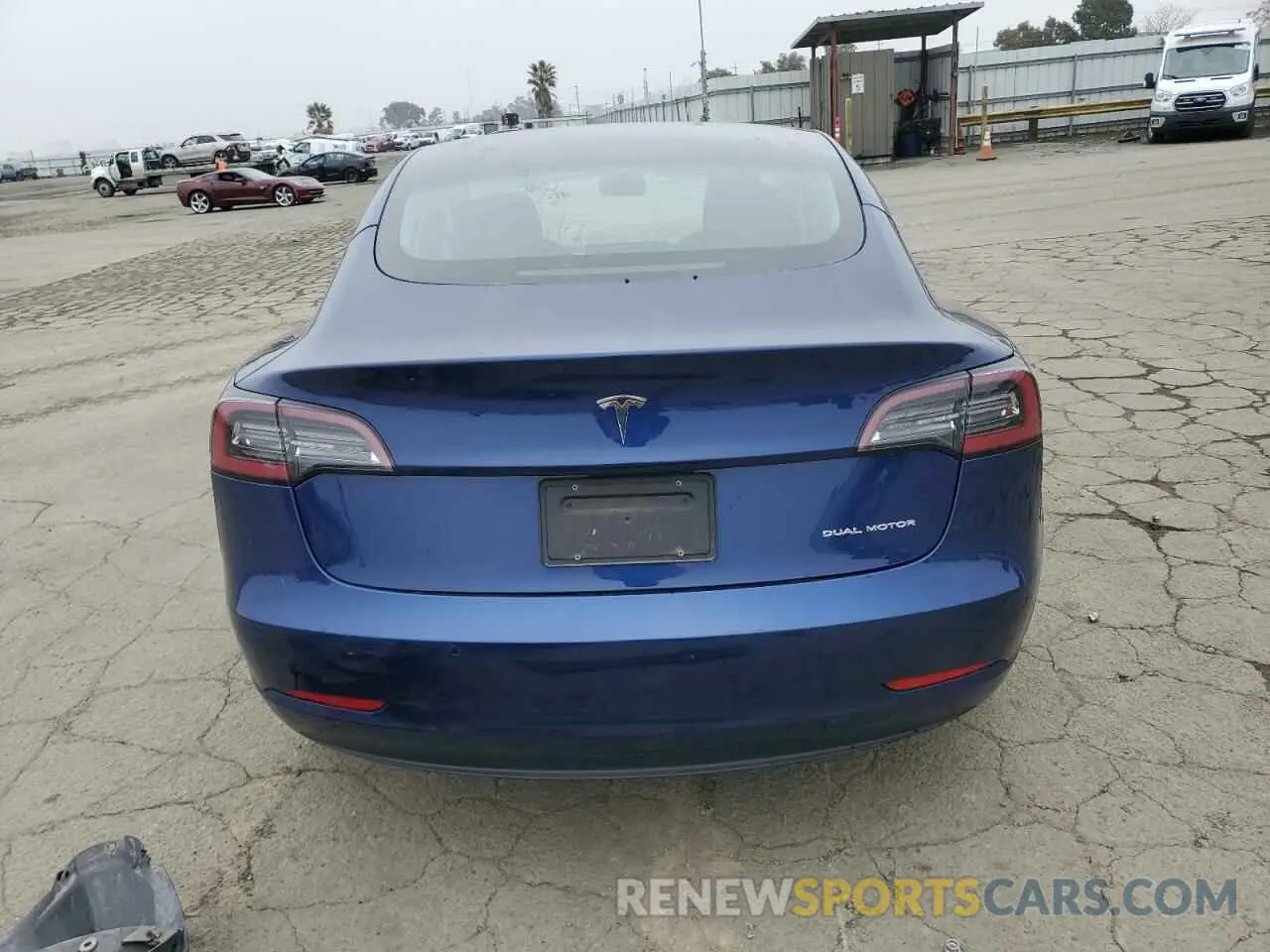 6 fotografías del automóvil dañado 5YJ3E1EB5NF132081 TESLA MODEL 3 2022