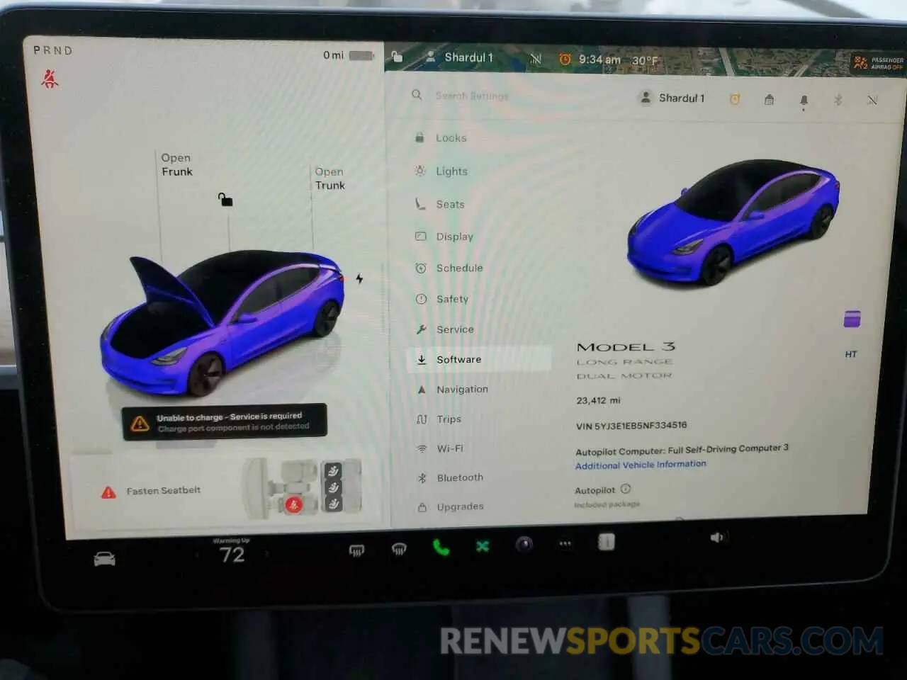 9 fotografías del automóvil dañado 5YJ3E1EB5NF334516 TESLA MODEL 3 2022