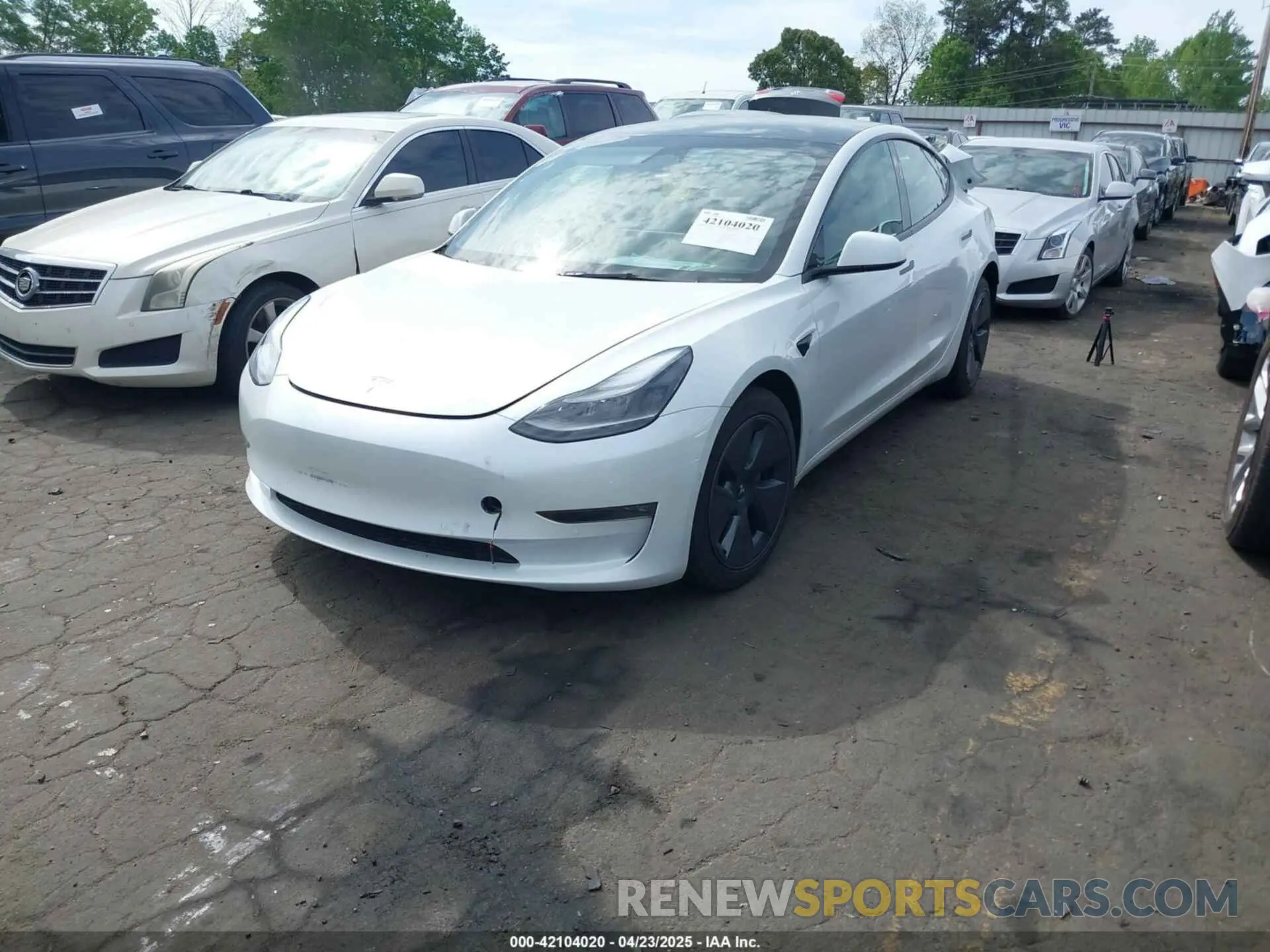 2 fotografías del automóvil dañado 5YJ3E1EB5NF349078 TESLA MODEL 3 2022