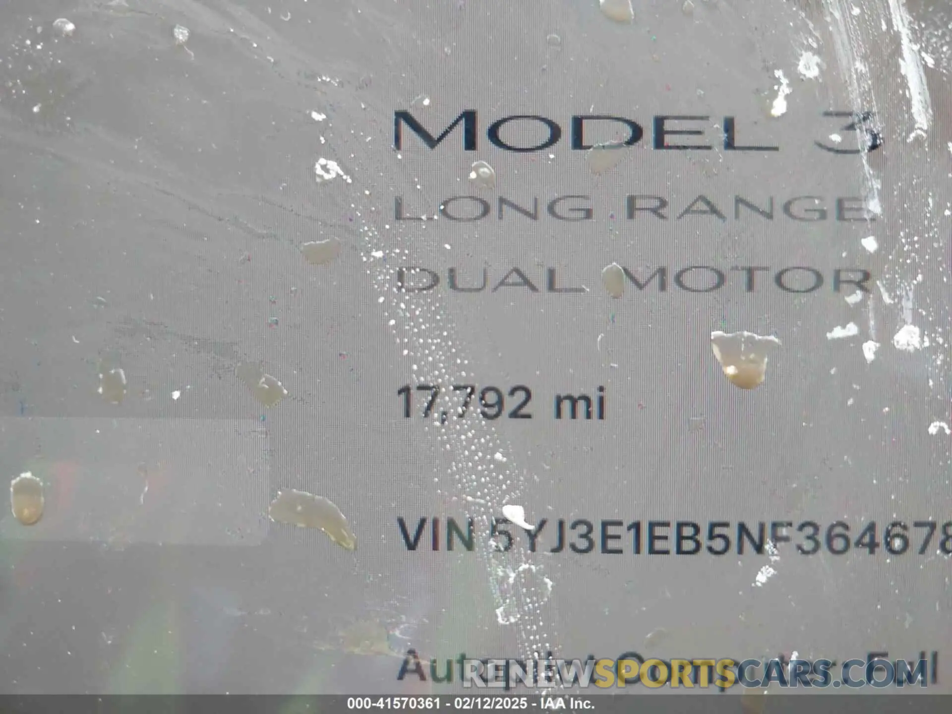 14 fotografías del automóvil dañado 5YJ3E1EB5NF364678 TESLA MODEL 3 2022