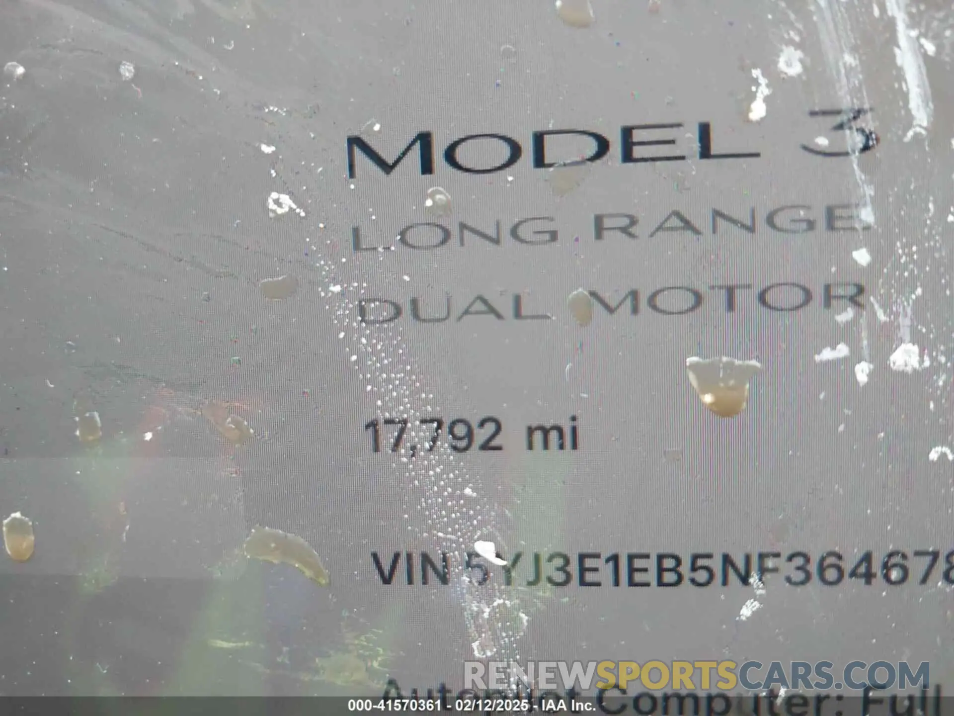 7 fotografías del automóvil dañado 5YJ3E1EB5NF364678 TESLA MODEL 3 2022