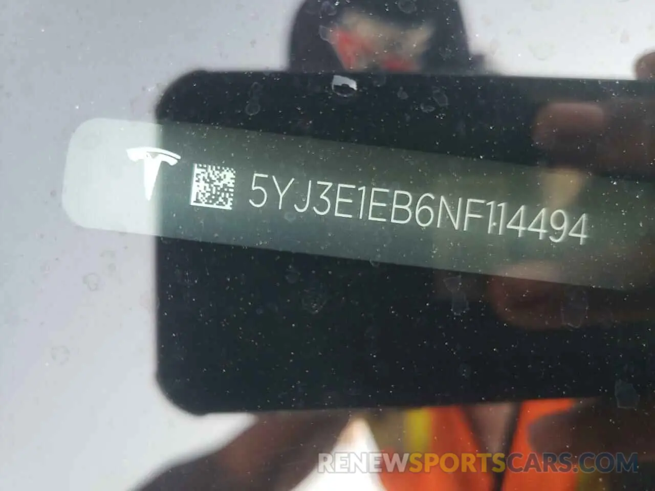 10 fotografías del automóvil dañado 5YJ3E1EB6NF114494 TESLA MODEL 3 2022