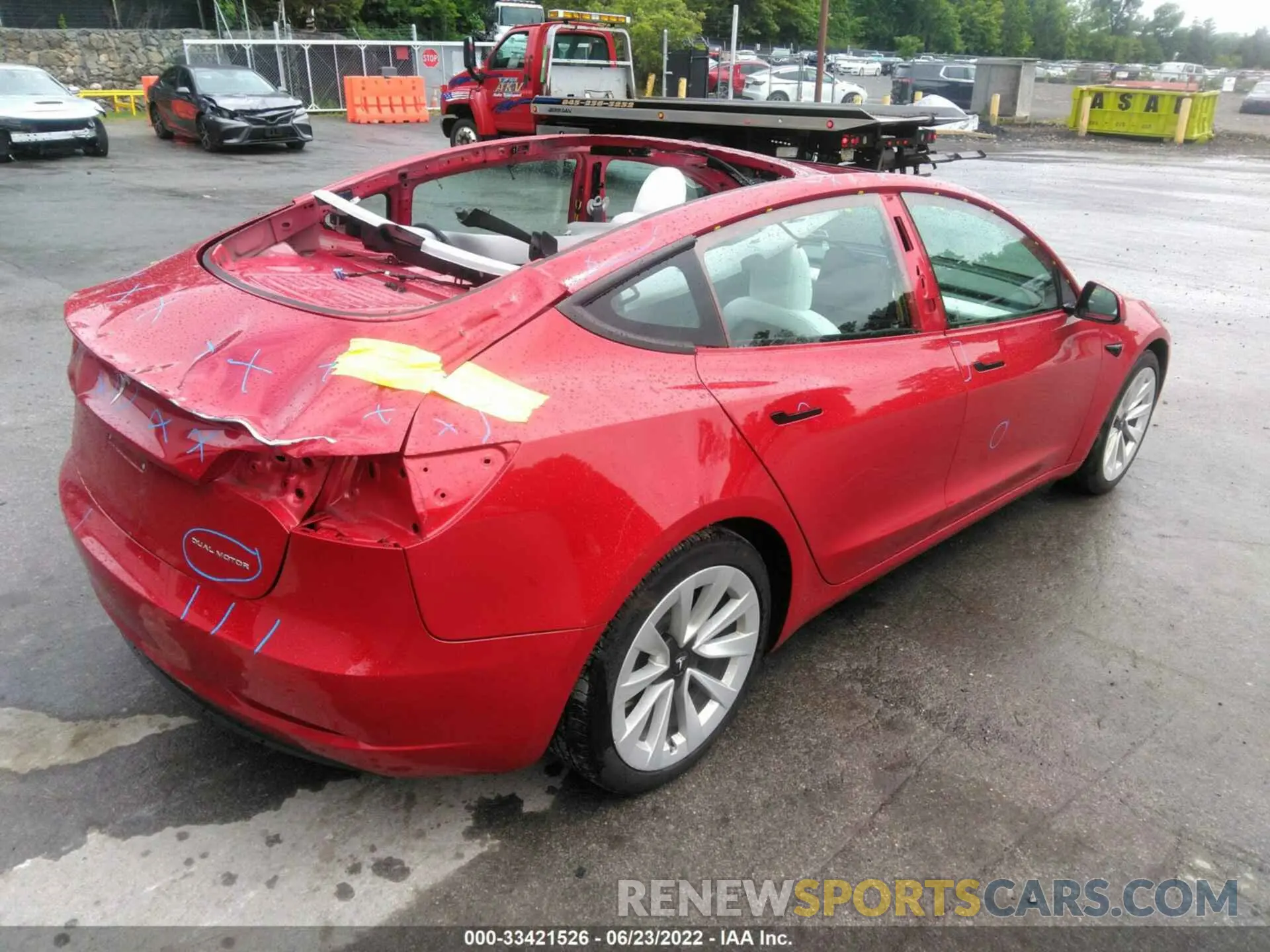 4 fotografías del automóvil dañado 5YJ3E1EB6NF117671 TESLA MODEL 3 2022