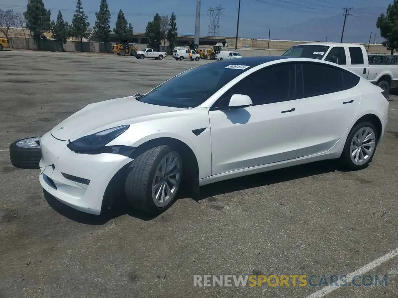 1 fotografías del automóvil dañado 5YJ3E1EB6NF127326 TESLA MODEL 3 2022