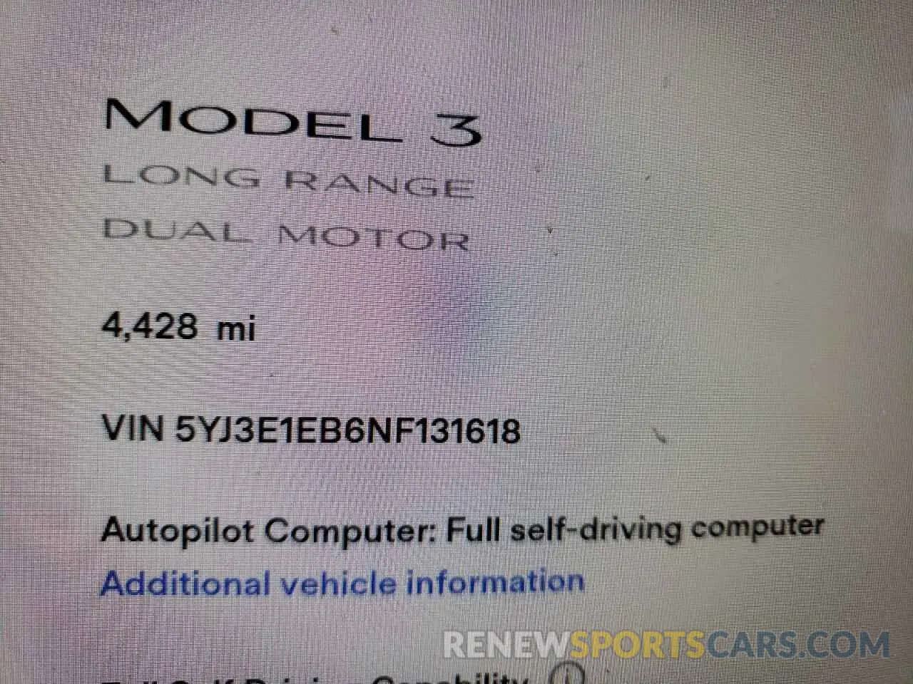 8 fotografías del automóvil dañado 5YJ3E1EB6NF131618 TESLA MODEL 3 2022