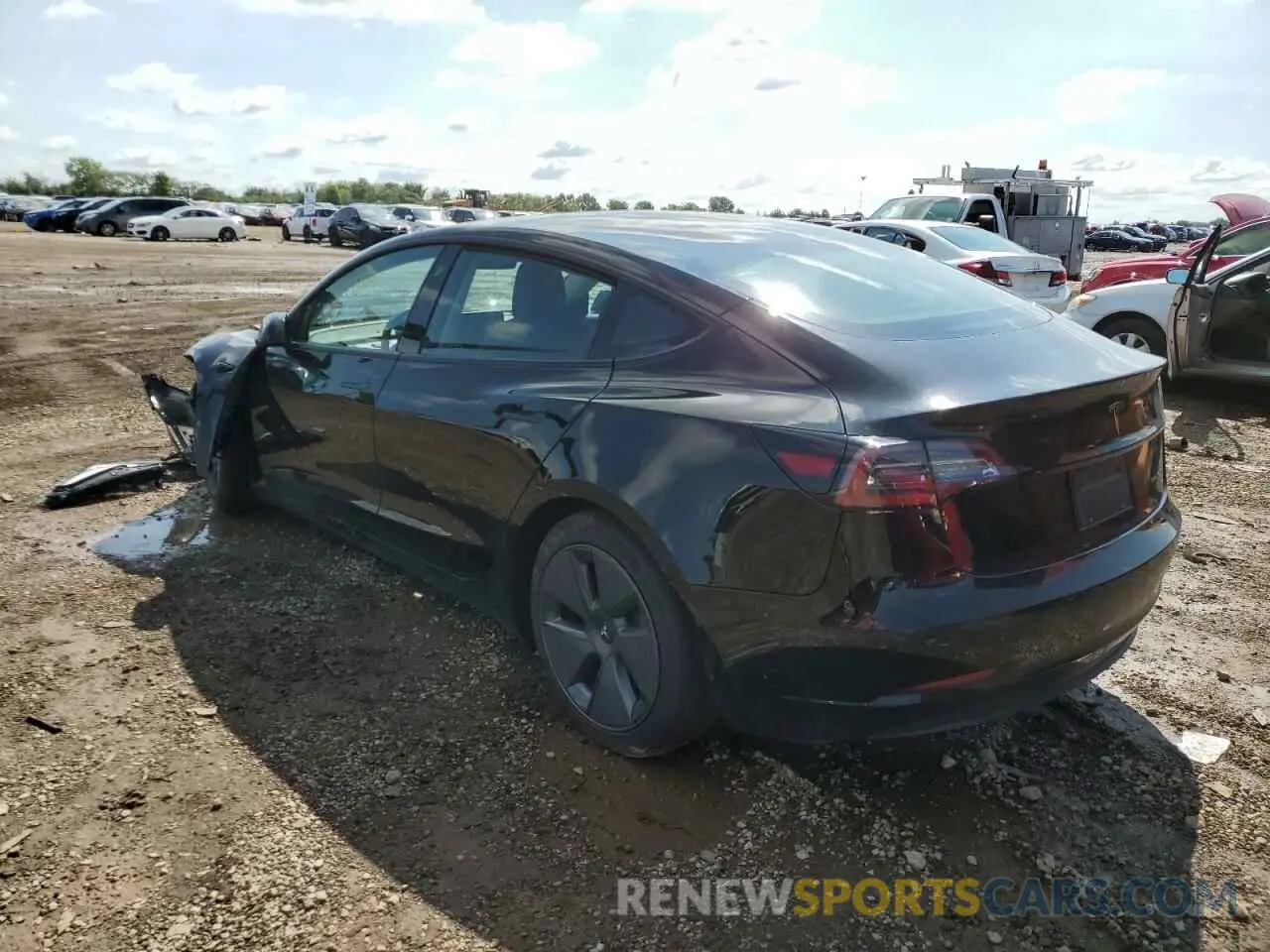 3 fotografías del automóvil dañado 5YJ3E1EB6NF174436 TESLA MODEL 3 2022