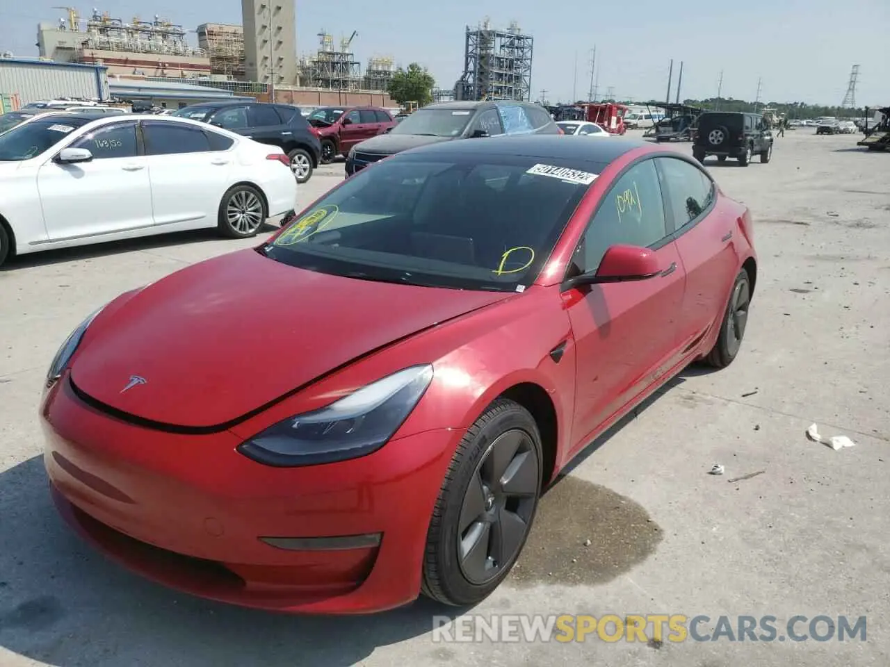2 fotografías del automóvil dañado 5YJ3E1EB6NF189132 TESLA MODEL 3 2022