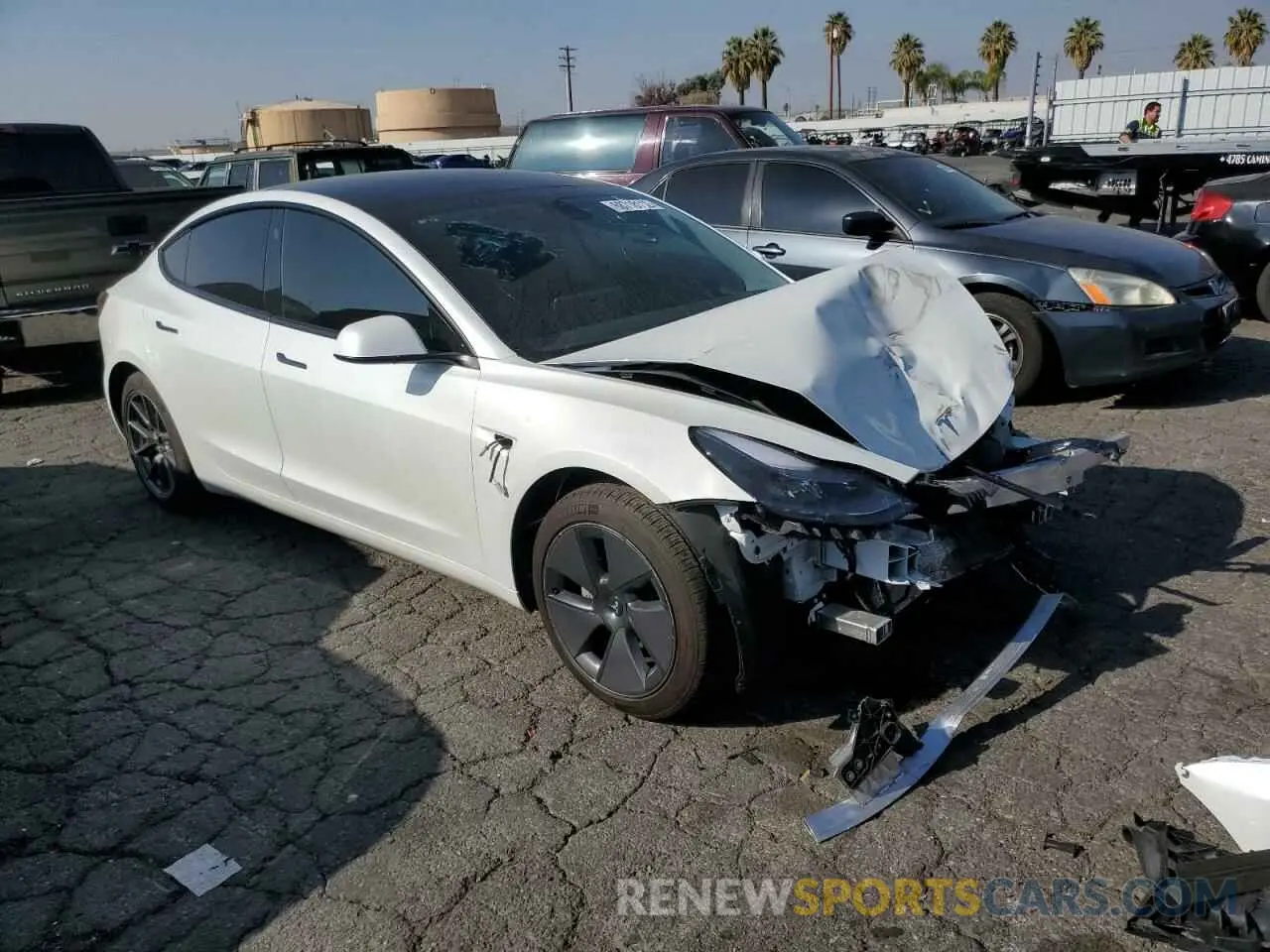 4 fotografías del automóvil dañado 5YJ3E1EB6NF207936 TESLA MODEL 3 2022