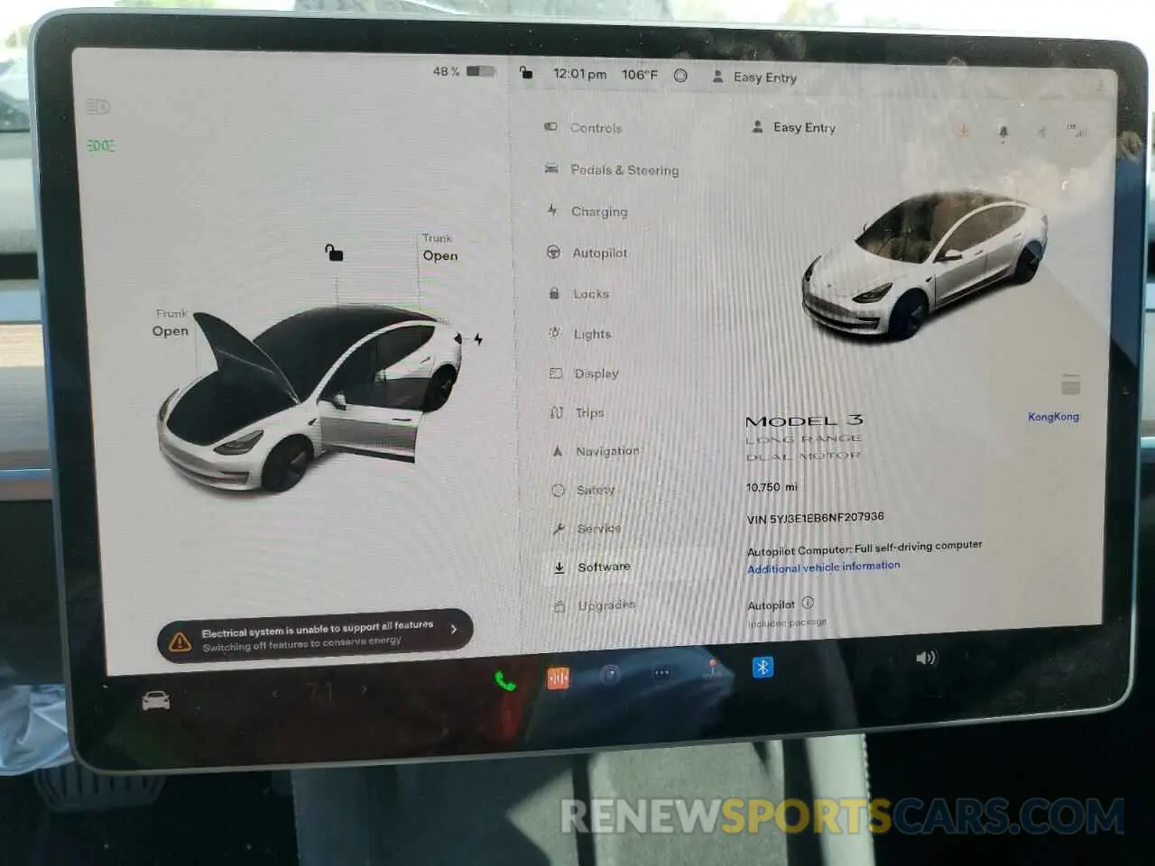 9 fotografías del automóvil dañado 5YJ3E1EB6NF207936 TESLA MODEL 3 2022