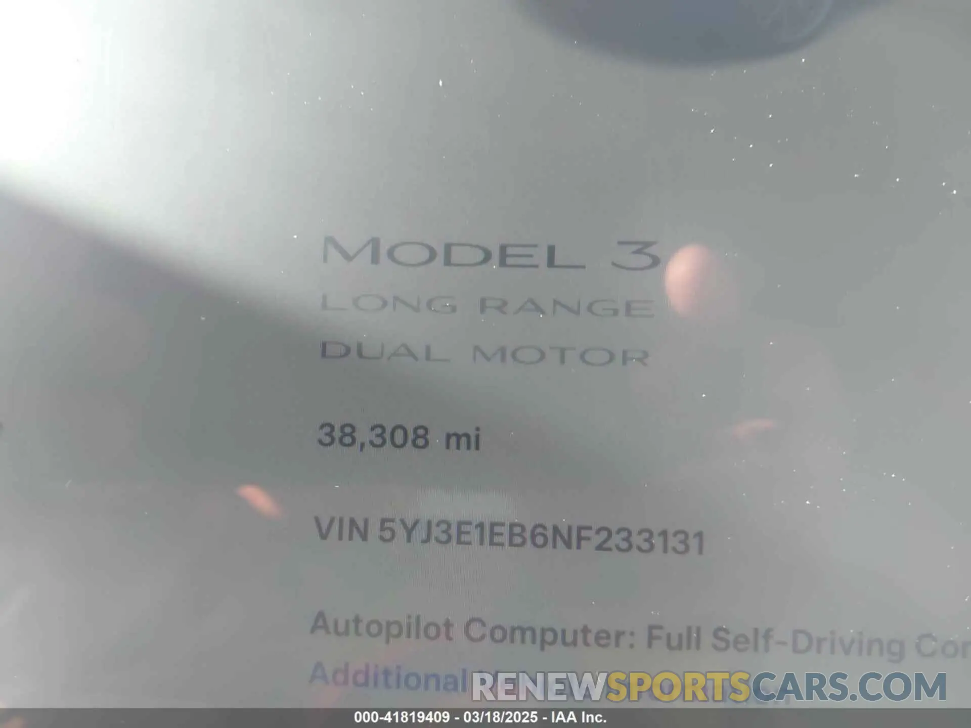 7 fotografías del automóvil dañado 5YJ3E1EB6NF233131 TESLA MODEL 3 2022